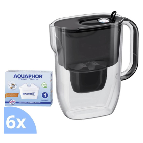 Aquaphor Fresh černá filtrační konvice + Aquaphor Maxfor+ filtru 6 ks