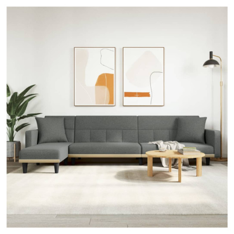 vidaXL Rozkládací pohovka ve tvaru L tmavě šedá 275x140x70 cm textil