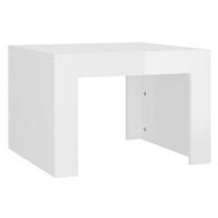 SHUMEE Konferenční stolek bílý vysoký lesk 50 × 50 × 35 cm dřevotříska, 808555