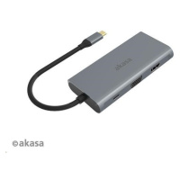 AKASA adaptér USB Type-C 9-in-1 Dock (PD Type-C, HDMI, VGA, 3 x USB 3.0 Type-A, RJ45, SD and Mic