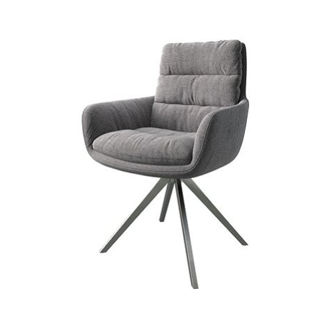 DELIFE Otočná židle Abelia-Flex s područkou texturovaná tkanina světle šedá, křížová podnož