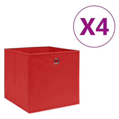 vidaXL Úložné boxy 4 ks netkaná textilie 28 x 28 x 28 cm červené