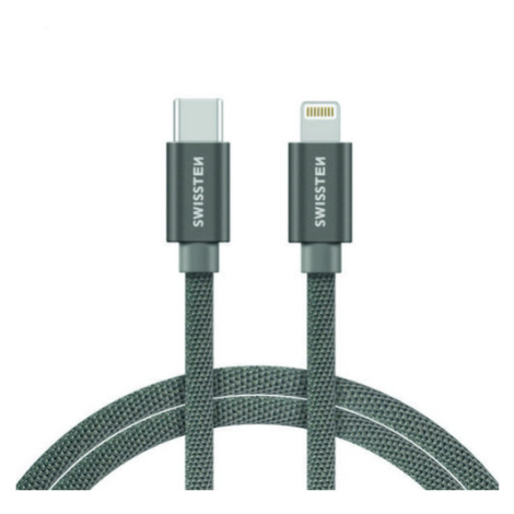 SWISSTEN Kabel USB-C Lightning textilní 2 m 3A, stříbrná