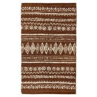 Hnědo-bílý bavlněný koberec Webtappeti Ethnic, 55 x 110 cm