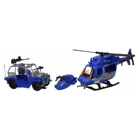 Policejní set s figurkami vrtulník 33 cm Wiky