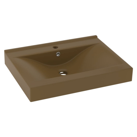 vidaXL Luxusní umyvadlo otvor na baterii krémové 60 x 46 cm keramika