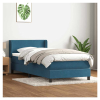 vidaXL Box spring postel s matrací tmavě modrá 100x220 cm samet