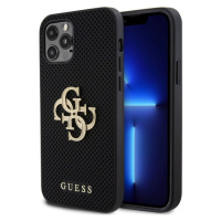 Guess PU Perforated 4G Glitter Metal Logo kryt iPhone 12/12 Pro černý