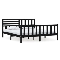 Rám postele černý masivní dřevo 180 × 200 cm Super King, 3101172