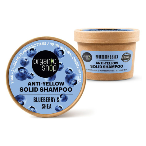 Organic Shop Tuhý šampon pro blond vlasy Borůvka a bambucké máslo 60 g