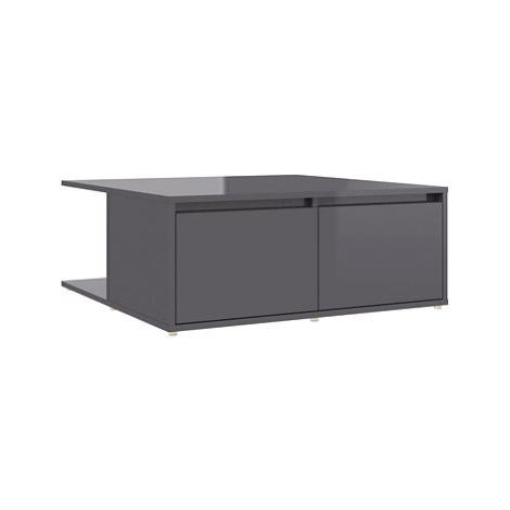 SHUMEE Konferenční stolek vysoký lesk šedý 80 × 80 × 31 cm dřevotříska, 806884