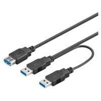 PremiumCord USB 3.0 napájecí Y kabel A/Male + A/Male -- A/Female - ku3y02