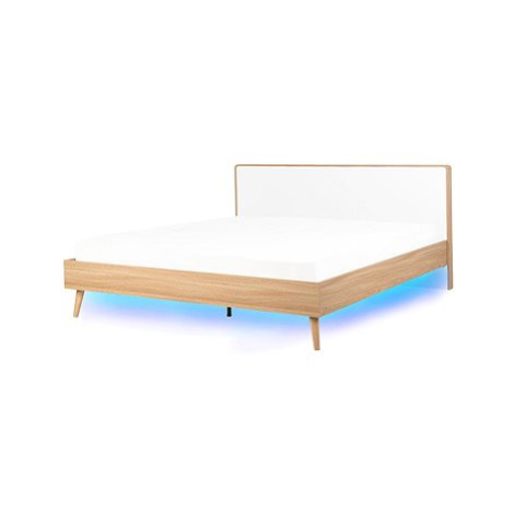 BELIANI postel s LED SERRIS 180 × 200 cm, dřevěná, světle hnědá