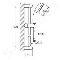 Grohe 26196000 - Set sprchové hlavice, 1 proud, tyče a hadice, chrom