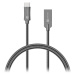 Kabel Steel Knight USB-C na USB, 1m, ocel, opletený, šedá