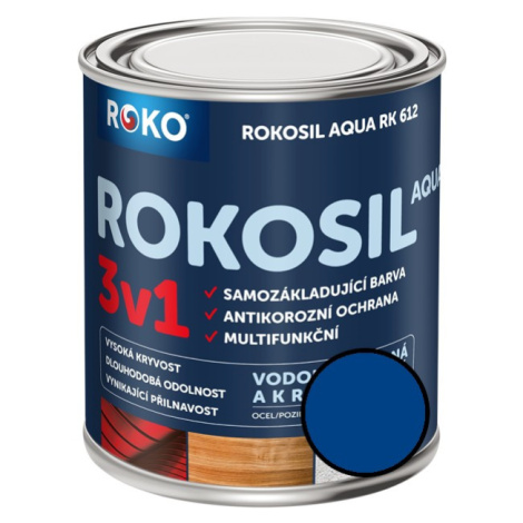 Barva samozákladující Rokosil Aqua 3v1 RK 612 4550 modrá střední, 0,6 l ROKOSPOL