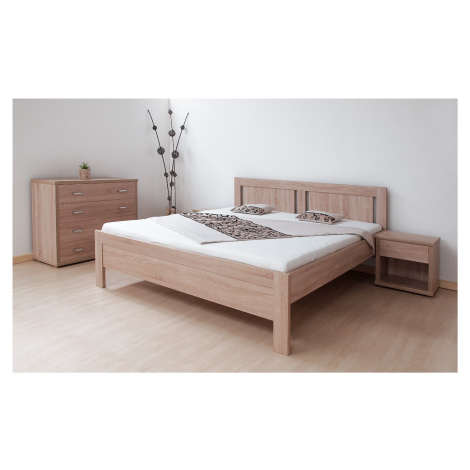Postel BMB Karlo night - Masivní buk Rozměr: 200x200 cm, Provedení rohů: Rovné, Moření: Šedá