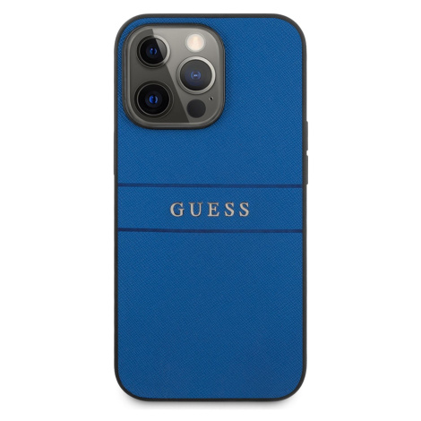 Zadní kryt Guess PU Leather Saffiano GUHCP13LPSASBBL pro Apple iPhone 13 Pro, modrá