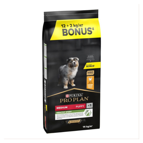 Pro Plan, 12 + 2 kg / 14 + 2,5 kg zdarma - Pro Plan Medium Puppy Optistart - kuře a rýže (12 + 2 Purina