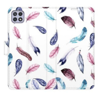 iSaprio flip pouzdro Colorful Feathers pro Samsung Galaxy A22 5G