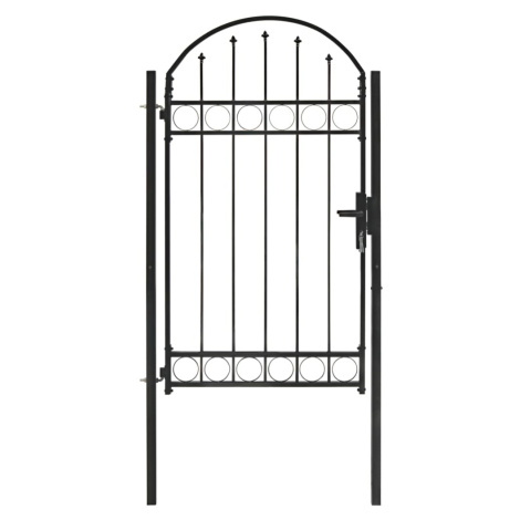 vidaXL Plotová branka s klenutým vrškem ocelová 104 x 175 cm černá