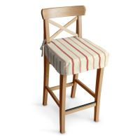 Dekoria Sedák na židli IKEA Ingolf - barová, režný podklad, červené pásky, barová židle Ingolf, 