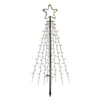 LED vánoční strom kovový, 180 cm, venkovní i vnitřní, teplá bílá, časovač