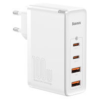 Síťová nabíječka Baseus GaN2 Pro, 2x USB + 2x USB-C, 100 W, EU (bílá)