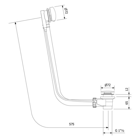 Vanová souprava s bovdenem, délka 575mm, zátka 72mm, zlato