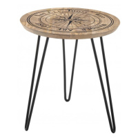 Přístavný stolek DIEPPE černá/mangové dřevo s potiskem