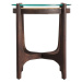 Estila Moderní kulatý příruční stolek Nossen z mangového dřeva, skla a ratanu v hnědé barvě 56cm