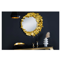Estila Designové glamour nástěnné zrcadlo Butterfly s kulatým kovovým rámem zlaté barvy s motýlí