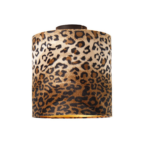 Stropní lampa matně černý odstín leopardí design 25 cm - Combi QAZQA