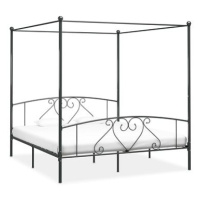SHUMEE postel s nebesy 180 × 200 cm, kovová, šedá