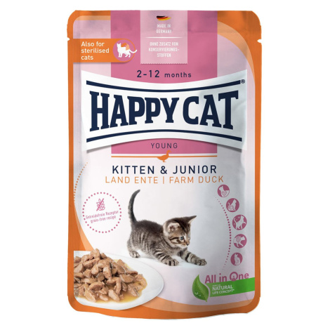 Happy Cat Tray Kitten & Junior venkovská drůbež 12 × 85 g