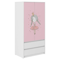 Dětská šatní skříň s princezničkou 180x55x90 cm