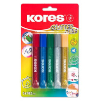 KORES Glitter glue 5 × 10,5 ml, se třpytkami