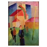 Obrazová reprodukce Church Decorated with Flags, August Macke, 26.7 × 40 cm