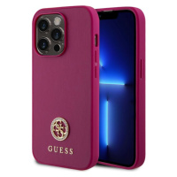 Guess PU 4G Strass Metal Logo kryt iPhone 15 Pro růžový