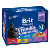 Brit Premium by Nature Cat Pouch Family Plate 1200 g (12 × 100 g)