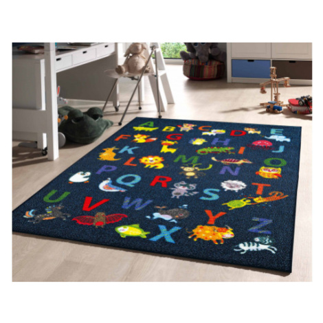 Dětský koberec ABC 80x150 cm, dětská abeceda, modrý Asko