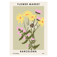 Ilustrace Flower Market Barcelona, NKTN, 30 × 40 cm