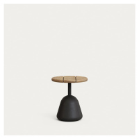 Kulatý konferenční stolek s deskou z akácie v černo-přírodní barvě ø 43 cm Saura – Kave Home