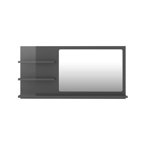 Koupelnové zrcadlo šedé vysoký lesk 90x10,5x45 cm dřevotříska 805023 SHUMEE