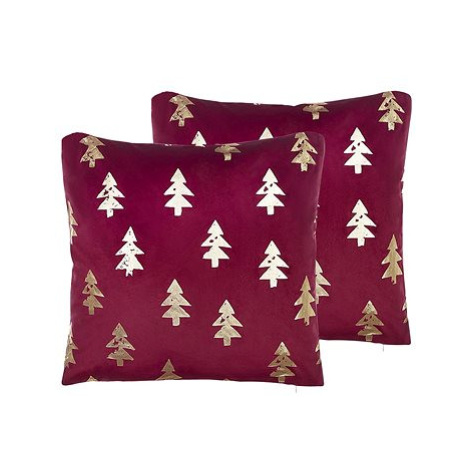 BELIANI, Sada 2 dekorativních polštářů s vánočním motivem 45 x 45 cm červená CUPID, 298331