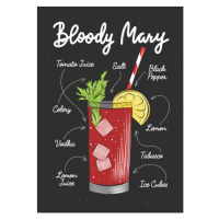 Ilustrace Vector engraved style Bloody Maryalcoholic cocktail, Mariia Akimova, 30 × 40 cm