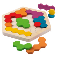 Playtive Dřevěné duhové puzzle Montessori (duhový hexagon)