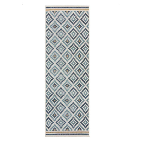 Žluto-modrý vnitřní a venkovní koberec 80x230 cm Zia Trellis – Flair Rugs