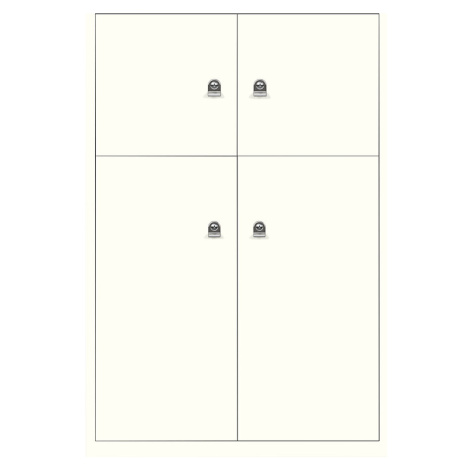 BISLEY LateralFile™ Lodge, se 4 uzamykatelnými boxy, výška 2 x 375 mm, 2 x 755 mm, čistá bílá
