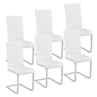 6× Jídelní židle, umělá kůže, bílá